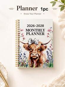 2026-2028 3-Year Planner - Elegant Floral Cow Design, Highland Cow, Weekly Layout, Suitable For Office, School, Home, Gift - Durable Paper Notebook, School Supplies, Romantic Theme, Functional Diary, Office Staff Notebook - Multicolor - View 12