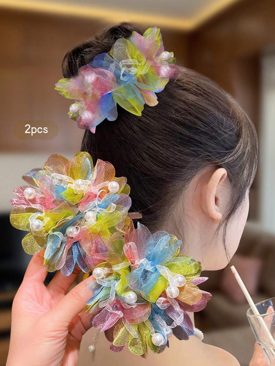 2pcs Minimalist Elegant Colorful Sweet Style Hair Scrunchies Suitable For Daily Hair Accessories