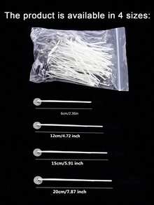 100pcs Pre-Dipped Candle Wicks With Metal Support Base, Smokeless And Lead-Free, Suitable For Soy Wax, Beeswax And Paraffin Wax Candle Making, DIY Handmade Materials, Suitable For Container Candles, Pillar Candles, Home Decor, Wedding Party, Aromatherapy Essential Oil (Multiple Lengths, High Burning Stability) - A-100pcs - View 2
