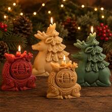 3D Christmas Reindeer Silicone Candle Mold, Embossed Xmas Tree Elk Shape DIY Wax Mould, Handmade Aromatherapy Soap Resin Craft Mold, For Holiday Gift Home Decor - Reindeer - View 4