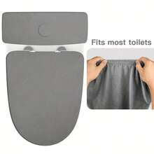 1 Set (2pcs) Super Soft Toilet Seat Cover And Tank Lid Decorative Protective Cover Set, Toilet Seat Cover And Dust Cover, Elastic Toilet Seat Cover With Elastic Base, Machine Washable, Suitable For Most Toilet Tanks And Toilet Seats, Home Decor - Multicolor - View 7