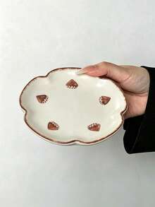 2pcs Hand-Painted Chestnut Ceramic Plates, Niche Design Handmade Matte Ceramic Single-Person Dining Tableware, Exquisite Home Breakfast Plate, Cake Snack Dish, Coffee Shop Afternoon Tea Cake Plate, Premium Gift Choice, Family Gathering Use - Multicolor - View 10