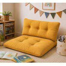Almohada de piso extra grande con soporte para la espalda - Asiento versátil para interiores y exteriores - Tacto suave - Amarillo - Ver 5