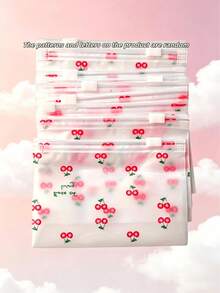 24pcs/12pcs Cherry Blossom Cartoon Pattern PVC Gift Bags, Waterproof, Moisture-Proof, Reusable, Suitable For Storing Jewelry, Stationery, Cosmetics And Other Small Items - Multicolor - View 2
