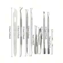 9pcs Stainless Steel Manicure & Pedicure Set, Dual-Ended Cuticle Pusher, Nail Cleaner, Hand & Foot Dead Skin Remover - Silver - View 4