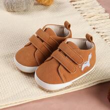 1 Pair Unisex Infant Soft Sole Shoes, Cartoon Embroidery, Dual Hook And Loop, Non-Slip Sports Shoes, Suitable For Daily Indoor And Outdoor Wear - Brown - View 8