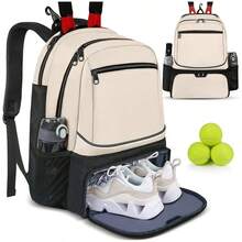 1pc Large Capacity Tennis Backpack With Separate Shoe Compartment, Waterproof Sports Racket Bag For Pickleball, Badminton, Gym, Fitness & Travel - Multicolor - View 11