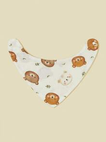 5件組嬰兒圍兜 純色細織棉紗布 teething teething 咬乳/流涎布 花卉與動物圖案 男女嬰通用 - 彩色 - 查看 3