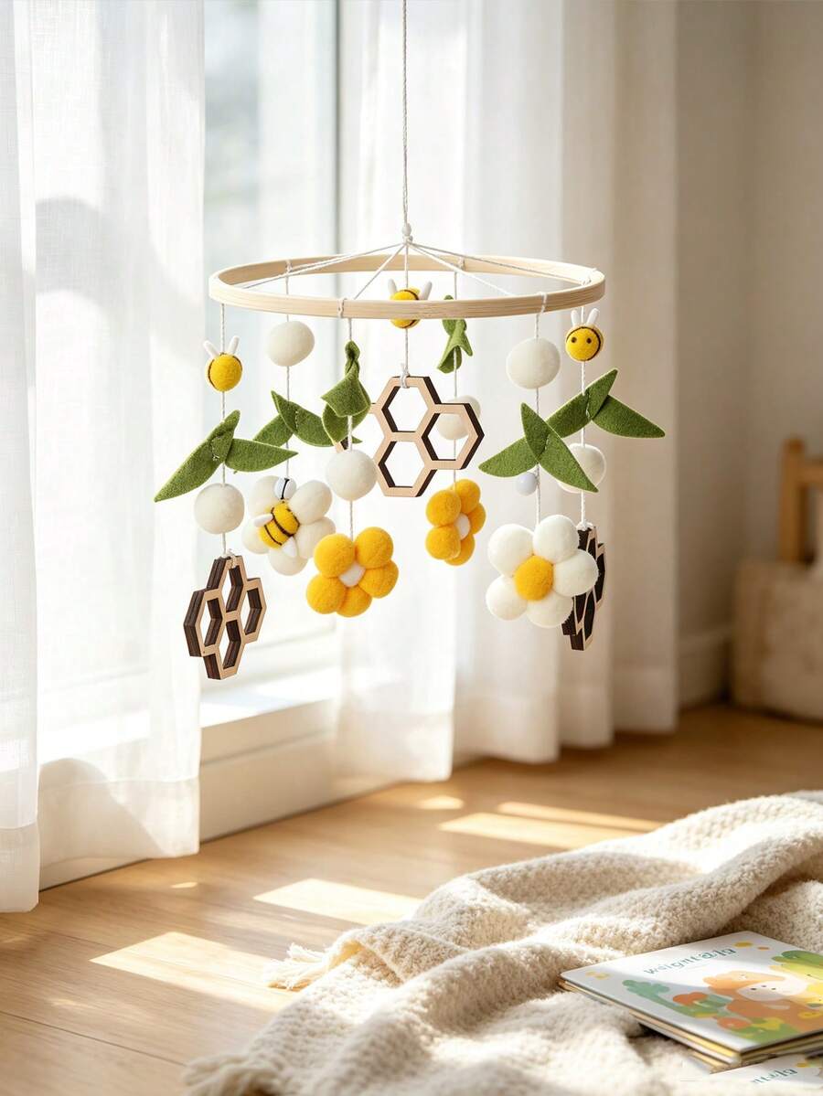 1pc Bee Decorative Hanging Ornament, Suitable For Children's Room, Room Decoration, Baby Supplies And Kids Room Decor - Multicolor - View 1