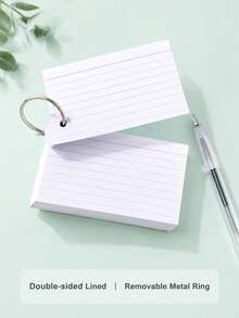 50 Pages/100 Sides Writable, 3-Inch Colorful Index Cards With Keychain, Durable Flashcards, 5 Colors Assorted (50 Cards Per Color), Portable Learning Note Cards, Back To School Essential - Multicolor - View 4