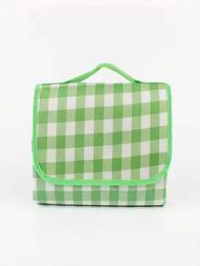 1 Set Portable Camping 2 Pieces Set, Dark Color Inflatable Lumbar Pillow, Waterproof Yellow & White Plaid Picnic Mat, Suitable For Outdoor, Office And Home Use - Multicolor - View 13