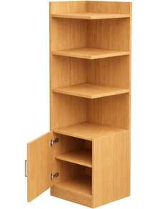 Mueble Esquinero de Melamina Anel- Estantería Organizadora con Estantes y Repisas, Diseño Moderno Minimalista para Sala, Oficina o Dormitorio - Bronce - Ver 4