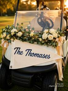 Customized Golf Wedding Flag | Personalized Wedding Gift | Personalized Surname And Established Date Golf Flag, Golf Themed Wedding Decor, Customized Newlywed Golf Keepsake, Golf Course Wedding Photo Prop And Reception Sign, Bridal Shower Gift - Multicolor - View 4