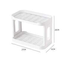 Double-Layer Desktop Storage Rack, Multi-Functional Organizer Shelf Suitable For Kitchen, Bathroom, Vanity And Office Desk, Space-Saving Countertop Storage Device, Suitable For Storing Spices, Cosmetics And Stationery - White - View 5