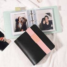 Mini PU Leather Dopamine Colorful Contrast Elastic Band Portable Small Card Card Album Pocket Photo Album Photo Book Fresh Cute Card Holder 3-Inch 1-Slot Loose Leaf Idol Card Business Card Storage Album Couple Photo Album Birthday Gift For Friends With Front And Back Covers - 25 Inner Pages - View 8