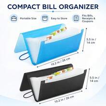 6 Pack Expanding File Organizer 13 Pockets Accordion File Folder, Receipt Organizer And Receipt Holder Organizer For Document Organizat - Red, Black, Blue - View 3