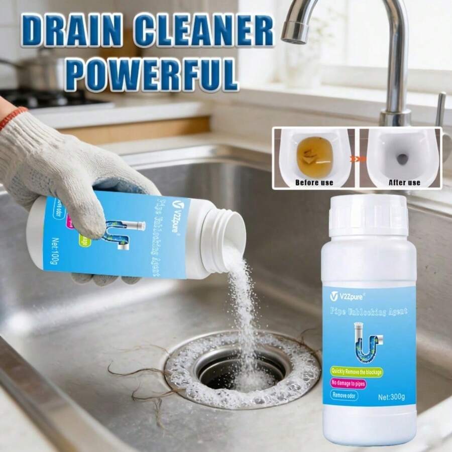 Pipe Unblocking Powder, Drain Unblocking Agent, Pipe Dredging Agent, Pipe Cleaning Powder, Can Dissolve Blockages In Kitchen Sinks And Bathroom Drains Caused By Hair, Soap Residue And Grease, Efficiency Powerfully Dissolve - 2CJ-330 - View 1