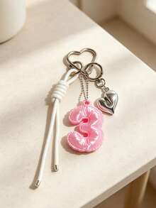 MIYIN 3D Printer Number Bag Charms(0-9),Cute Bubble Letter Pendant For Handbags With Key Ring & Heart Decoration,Unisex,Bag Charms Accessories For Backpack - Pink - View 18