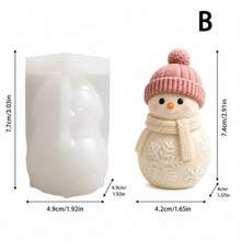 1pc Christmas Snowman Candle Silicone Mold, Christmas Snowman Shape, Suitable For Candles/Soaps/Plaster Decorations, Easy Demolding, Multi-Functional Mold. Suitable For Christmas/Winter Decoration/Christmas Party, Ideal For DIY Craft Enthusiasts - A-White - View 6