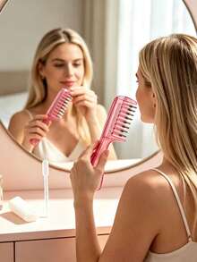 Pink Ball-Tip Scalp Oil Applicator Comb, Scalp Oil Dispensing Hair Brush, For Home, Travel, Salon And Daily Use. Essential Oil Hair Care Comb. Comb + Dropper (Randomly Delivered In One Style) - Multicolor - View 2