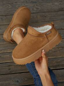 Thick Sole Height-Increasing Thickened Snow Boots For Women 2025 New Design Thick Fleece Warm Stylish Versatile Women's Snow Boots - Camel - View 1