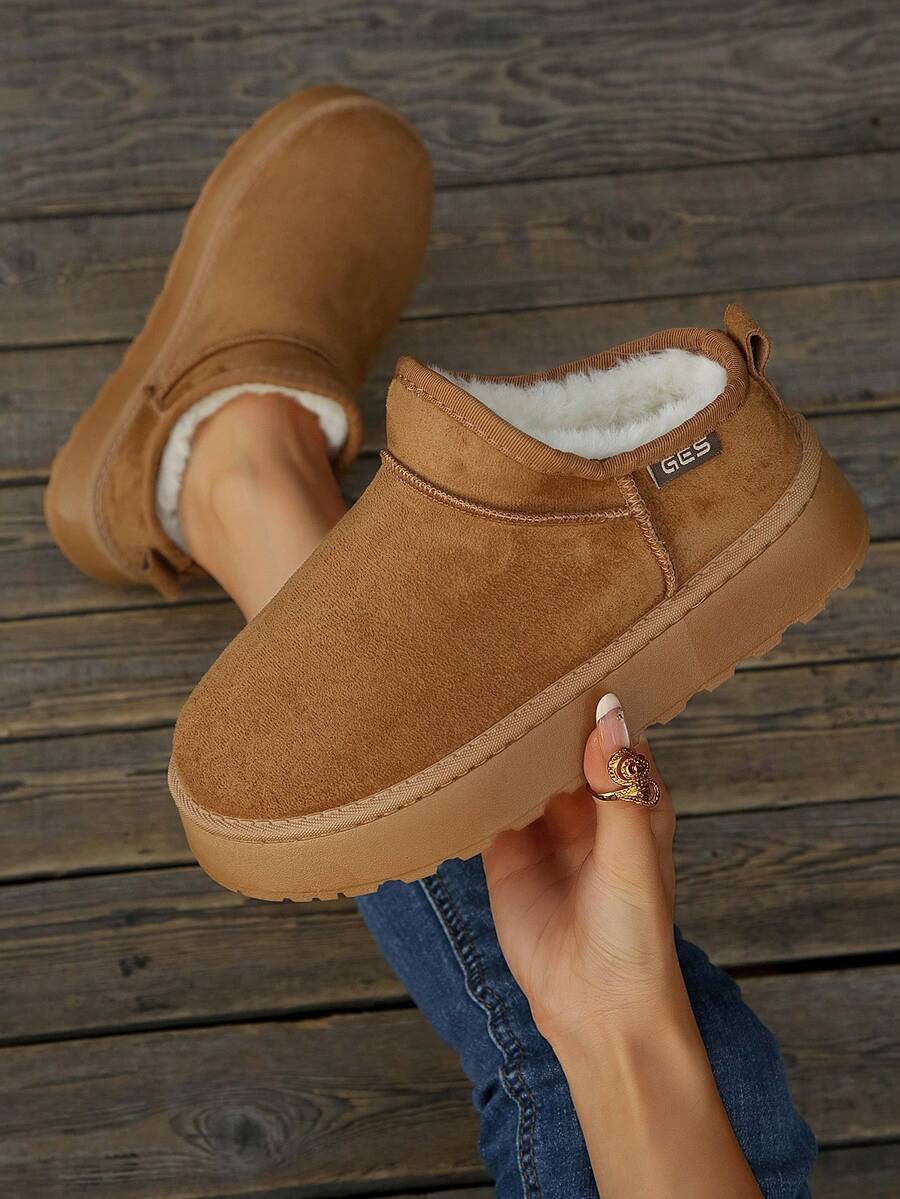 Thick Sole Height-Increasing Thickened Snow Boots For Women 2025 New Design Thick Fleece Warm Stylish Versatile Women's Snow Boots - Camel - View 1