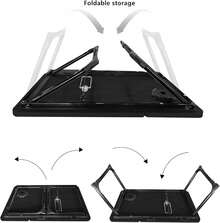 Foldable Laptop Bed Table, Height Adjustable Laptop Desk, Notebook Desk, Reading Book Holder, Gaming Table, Folding Portable Computer Table With Cup Holder For Living Room, Bedroom, Sofa, Terrace, Small Space, Comfortable Work And Relaxation - Black - View 3