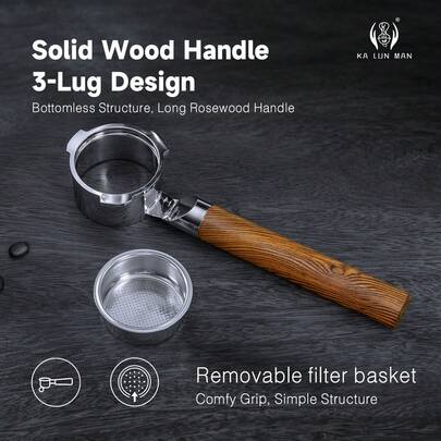 1pc Espresso Bottomless Portafilter/New Style, Flat Bottom, No Workstation Required/Coffee Extraction Tool/304 Stainless Steel/Detachable & Washable/Essential Tool For Baristas, Compatible With Donlim 51mm 3-Lugs And Other Models