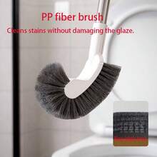 C-Shaped Long Handle Toilet Brush - Stainless Steel Material, Wall-Mounted, Designed For Thorough Cleaning Of Standard Toilets And Squat Toilets (Including Hard-To-Reach Areas). - A - View 8