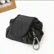 Drawstring Travel Makeup Bag, Portable Cosmetic Storage Bag, Women's, Waterproof Large Capacity Toiletry Bag, Suitable For Business Trips, Weekend Getaways, Home Storage (Black) - Black - View 13