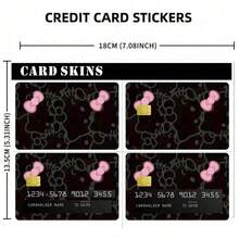SANRIO 4pcs/Set Pink Credit Card Stickers, Suitable For 3.35*2.13 Inch Bank Cards, Transit Cards, Chip-Enabled Student IDs, Matte Adhesive Film, And Chappie Dog Pattern PVC Card Stickers, High-Quality Self-Adhesive Transit Card Stickers, Light Beige Debit Card Stickers - Multicolor - View 8