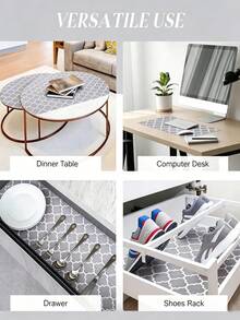 1 Roll Clover Pattern Small Cabinet Shelf Liner, Non-Adhesive Drawer Liner, Dustproof Waterproof Cabinet Liner, Washable EVA Refrigerator Liner, Easy To Cut Refrigerator Liner - Four Leaf Clover - View 6