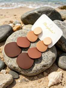 Betykuku Round Drop Earrings - Coffee Brown - View 20