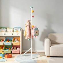 Freestanding Coat Rack With Multi Staggered Hooks, Stable Tripod Base Vertical Garment Stand, SpaceSaving Floor Clothes Hanger Organizer For Entryway Bedroom Hallway, Cute Pastel Storage Rack ForHat Scarf Handbag - White - View 11