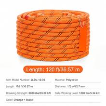 Dual Twisted Polyester Cord, 1/2 Inch By 120 Feet, 48-Strand, 8000 LBS Tensile Strength, Multi-Use Outdoor Rope For Arborist Activities, Hiking, Swinging, Rappelling, And Rescue, Orange - 1/2 Inch X 120 Feet - View 10