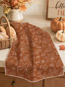 2pcs Minimalist Autumn Hand-Painted Maple Leaf Pattern Kitchen Towels, Soft Polyester Dish Cloths, Suitable For Kitchen Decor, Kitchen Cleaning, Holiday Party Decoration, Kitchen & Bathroom Supplies Home Essentials, Home Decor, Housewarming Gift - Multicolor - View 5