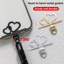 3D Rotating Heart-Shaped Metal Phone Lanyard Adapter, Metal Connector Plate, Ultra-Thin, Does Not Affect Phone Charging, Anti-Loss Phone Accessory For Outdoor Use, Hands-Free, Suitable For Various Phone Cases - Multicolor - View 3