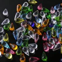 50g Perles en goutte d'eau acrylique charmantes avec trou horizontal 8*17MM, perles de rideau transparentes, perles libres en cristal PET pour décoration de luminaire pendentif, accessoires de matériel fait main, convient aux hommes et femmes pour le port quotidien et les cadeaux de fête - Multicolore - Voir 4