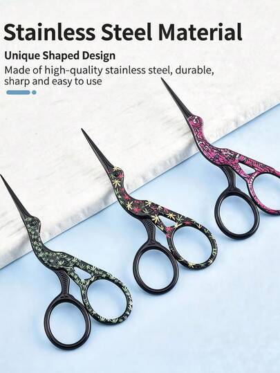 1pc Vintage Style Stainless Steel Scissors - Tailor Scissors, Embroidery Scissors, Craft Scissors, Cross Stitch Scissors, Swan Shape - Comfortable Handle, Sharp And Durable, Multiple Colors Available, Can Be Used For Cutting Thread, Paper, Window Trimming, Ribbon, Patching, Essential For Sewing Shops, Also Suitable For Room Decor, Wedding Decor, Halloween Decor