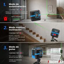 Nivel Láser Autonivelante De 2 Líneas FAGHTO ®   1mm Precisión Ip54 Con Soporte Magnético L Giratorio De 360 ° - Azul - Ver 2