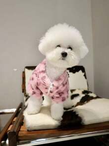 Autumn/Winter Thickened Double-Layer Warm Fleece Pet Pink Leopard Print Soft Coat For Cats And Dogs, Maltese, Abyssinian, Bichon Frise, Outdoor Cold-Proof, Machine Washable, High Quality - Pink - View 5