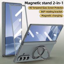 VIETAO 可攜式 360 度旋轉隱形手機支架無線充電保護手機殼，相容 Galaxy Z Fold 8 Ultra 7 6 5 4，強化玻璃螢幕保護貼翻蓋手機殼 - 灰色 - 查看 9