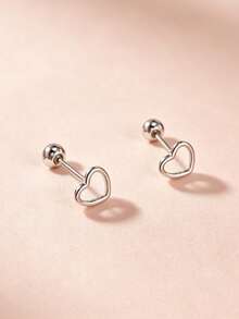 A Pair Of Minimalist, Versatile Heart-Shaped Cutout Stud Earrings, Suitable For Casual Everyday Wear. - Multicolor - View 5