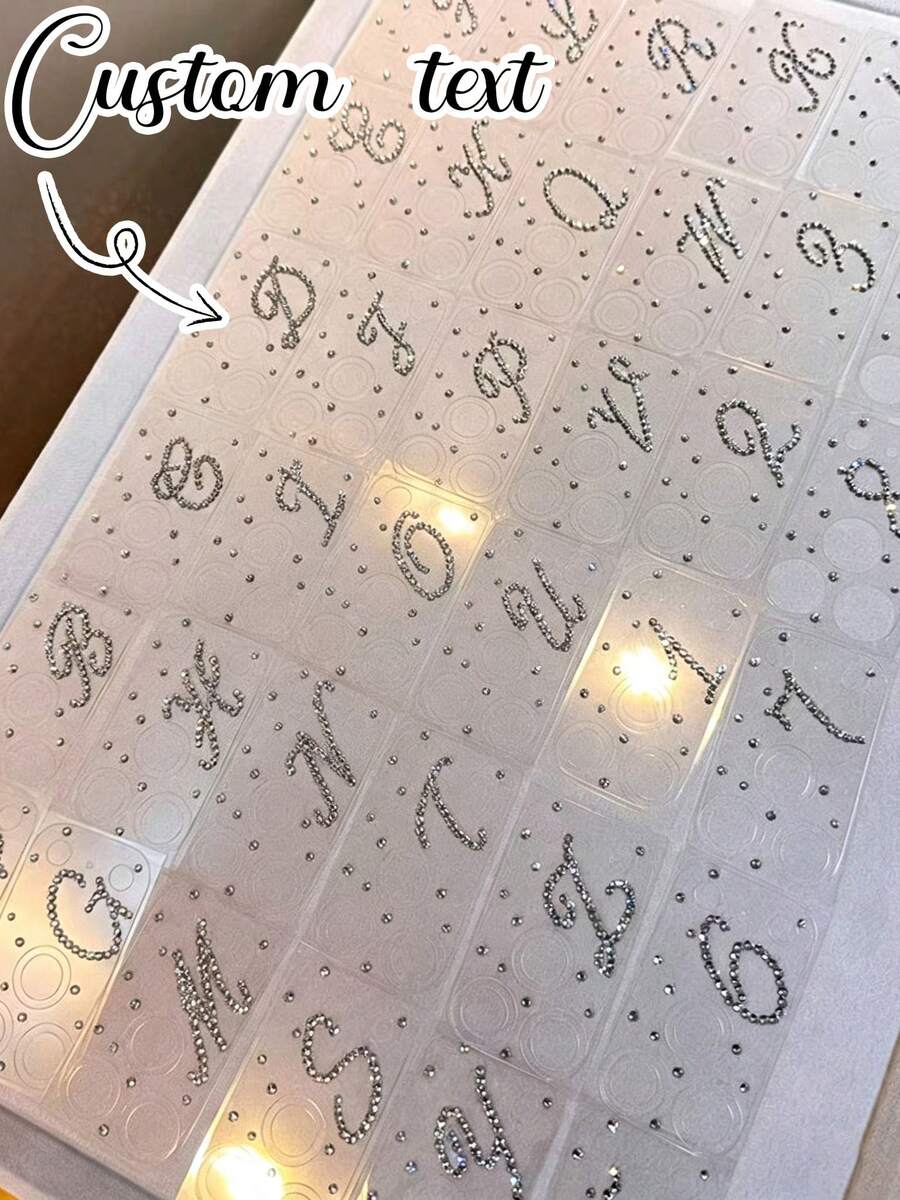 1pc Customized Rhinestone Lens Film Compatible With Apple 17 Pro Max Lens Letter Film Base Film Letter Electrostatic Sticker Lens Film - White - View 1