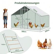 3x2x2m Outdoor With Security Lock And Waterproof PE Tarp, Metal Run For , Rabbits, And Other Small Animals - Silver - View 2