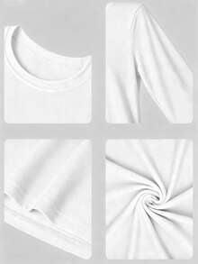 Tween Girl 1pc Printed Long Sleeve T-Shirt, Suitable For Girls' Autumn/Winter Tops, Young Student Children's Clothing, Suitable For Outerwear And Layering - White - View 6