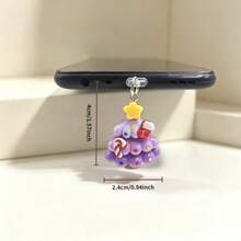 1pc Colorful Christmas Tree Pendant Phone Dust Plug - Multicolor - View 8