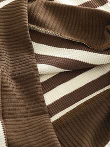 bearleader Young Girl's 2-Pieces Casual Loose Striped Long Sleeve Sweatershirt Top + Pants Fall Clothes Set - Brown - View 7