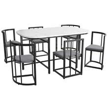 6-Seat Dining Table Set Black Wood - 黑色 - 查看 2