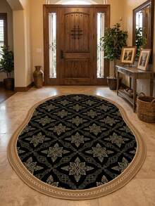 1PC European & American Modern Luxury Classical Geometric Floral Plant Element - Soft Faux Cashmere Area Rug, Bathroom, Kitchen, Entryway, Hallway, Bedside, Living Room, Bedroom, Etc., All-Season Machine Washable Asymmetrical Large Size Floor Mat, Aesthetic Home Decor - Multicolor - View 7